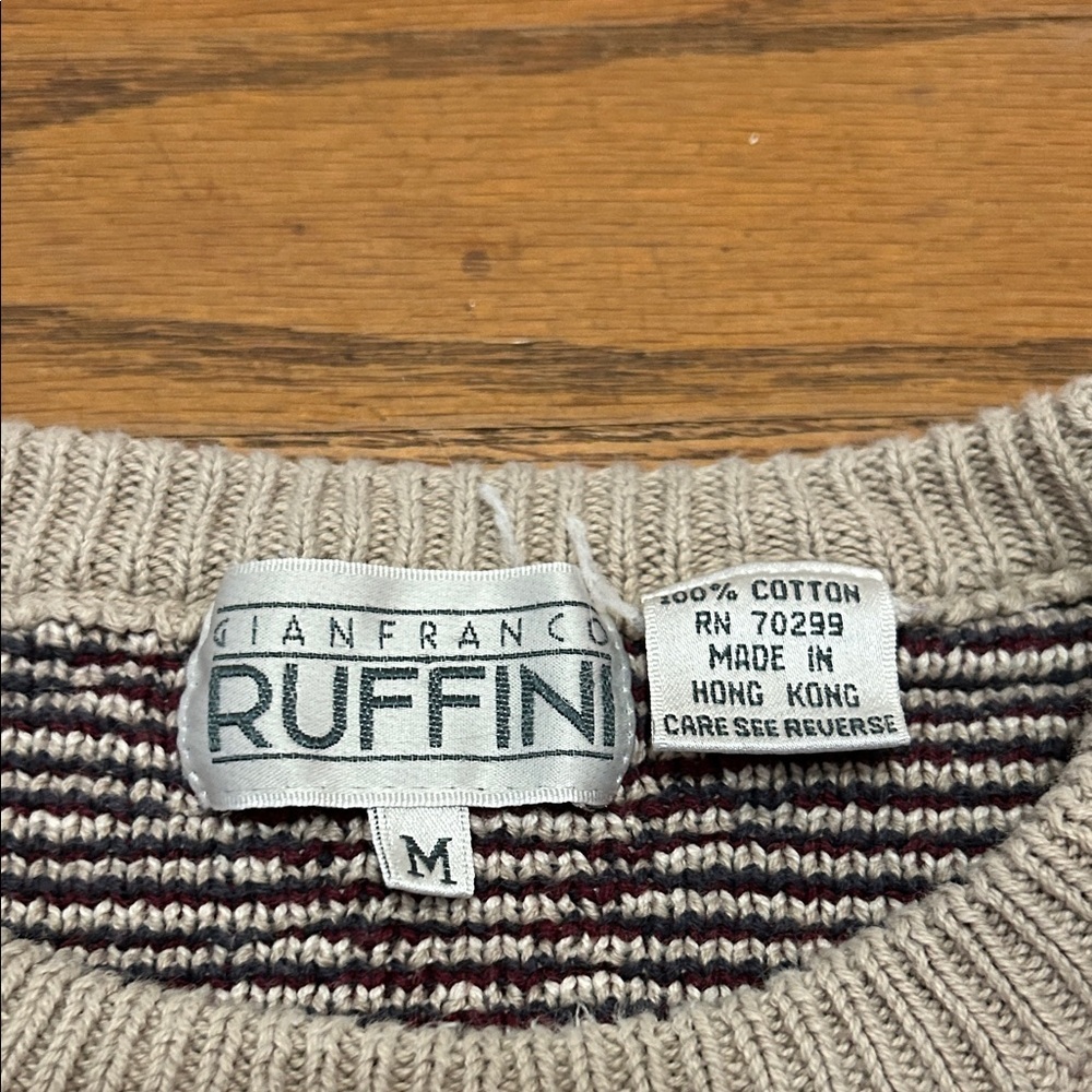 Vintage Gianfranco Ruffini Y2K Sweater Men’s M Crewneck 90’s Geometric Cotton - Picture 2 of 10